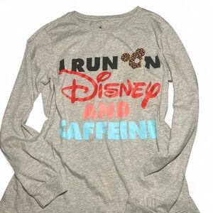 Gray long sleeve Disney graphic tee with donut Mickey